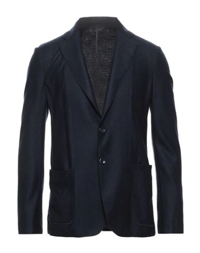 Shop Giorgio Armani Man Blazer Midnight Blue Size 38 Wool, Polyamide