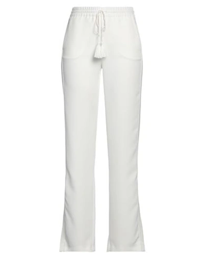 Ermanno Firenze Woman Pants White Size 2 Polyester, Cotton, Viscose In White