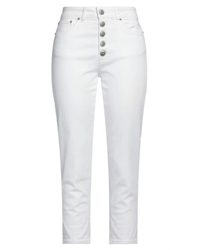 Shop Dondup Woman Jeans White Size 27 Cotton, Elastomultiester, Elastane