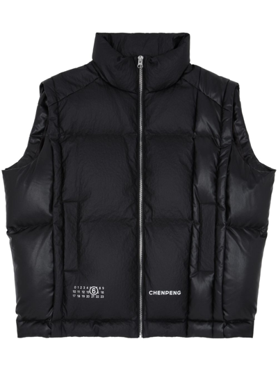 Shop Mm6 Maison Margiela X Chen Peng Black Puffer Gilet