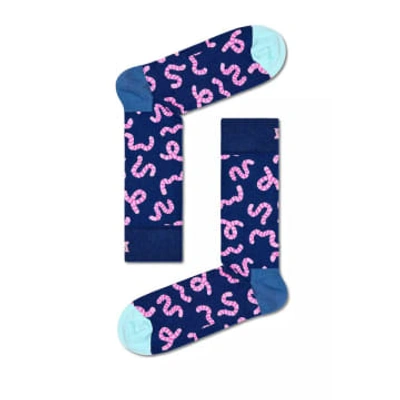 Shop Happy Socks - Worm Socks In Navy P000063 In Blue
