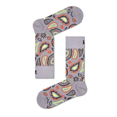 Shop Happy Socks - Paisley Sock In Grey P000087