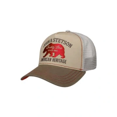 Shop Stetson Jbs-bear Trucker Cap Beige/grey In Neturals