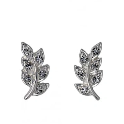 Shop Pilgrim Imogen Crystal Leaf Earring In Silver In Metallic