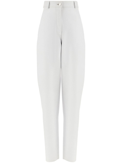 Shop Ferragamo White Tapered Leather Trousers In Weiss