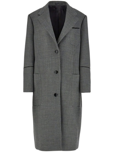 Ferragamo Single-breasted Check-pattern Coat In Grey