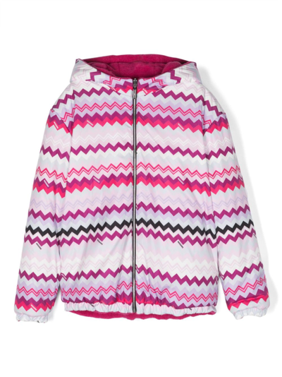 Shop Missoni Pink Zigzag Hooded Jacket