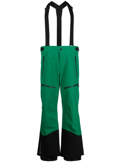 Shop Moncler Green Panelled Ski Trousers In Grün