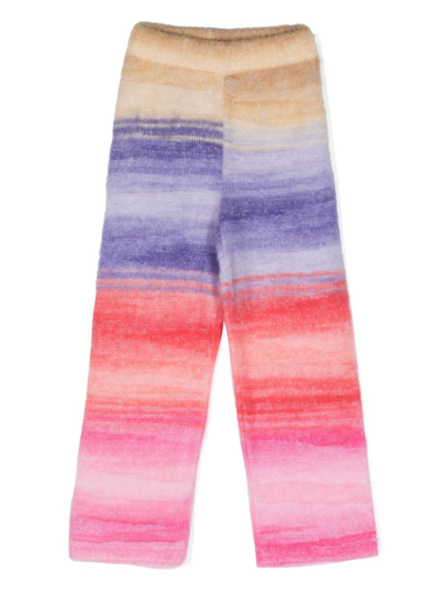 Shop Missoni Multicolour Gradient-effect Knitted Trousers In Red