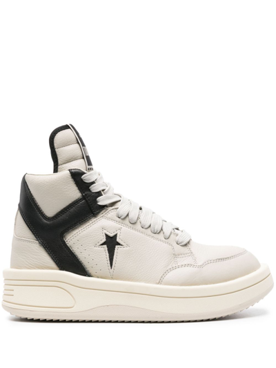 Shop Rick Owens Drkshdw X Converse Neutral Turbowpn Leather Sneakers In Grey