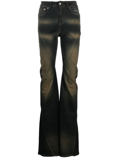 Shop Rick Owens Drkshdw Blue Luxor Mud-wash Bootcut Jeans