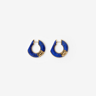 Shop Burberry Lapis Large Hollow Hoop Earrings In Gold/blue
