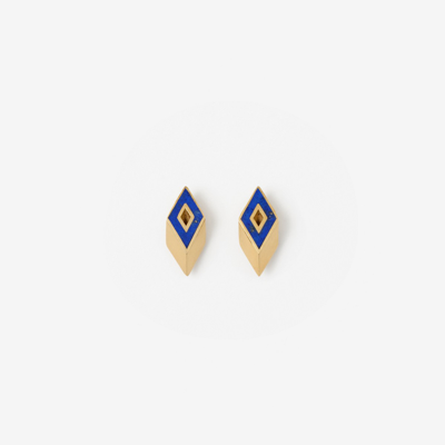 Shop Burberry Lapis Hollow Stud Earrings In Gold/blue