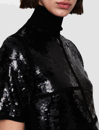 Joseph Sequin-embellished Roll Neck Dress In Black