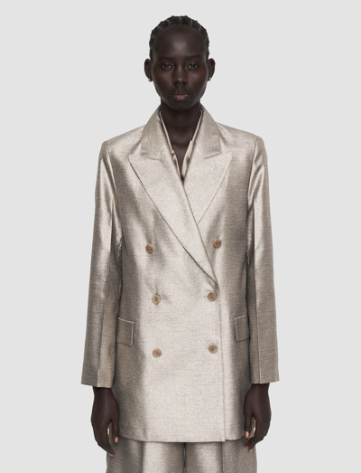 Joseph Chapone Metallic Double-breasted Coat In Metallic Spark