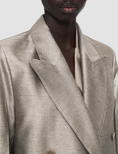 Joseph Chapone Metallic Double-breasted Coat In Metallic Spark