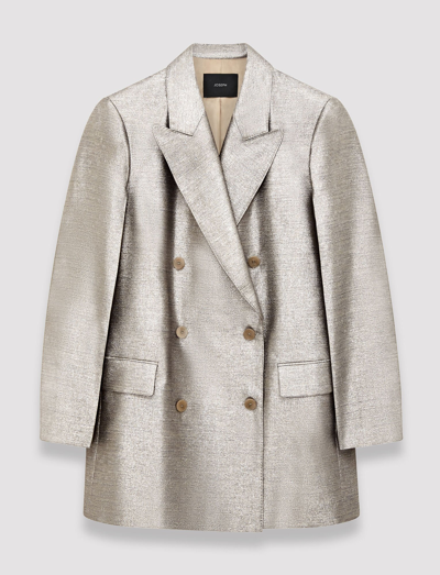 Joseph Chapone Metallic Double-breasted Coat In Metallic Spark