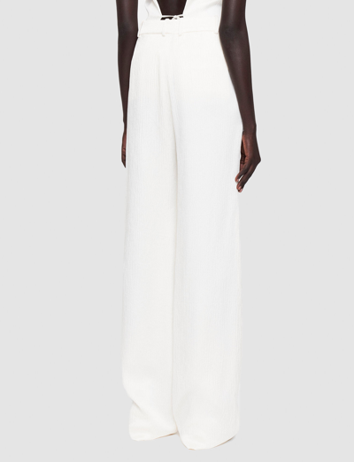 Shop Joseph Textured Viscose Morissey Trousers In Ivory
