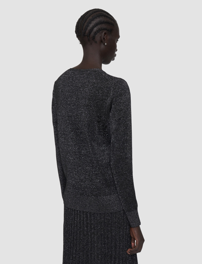 Joseph Lurex Knit V Neck Jumper In Black