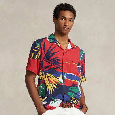 Shop Ralph Lauren Classic Fit Hoffman Print Camp Shirt In Deco Tropical Seaside