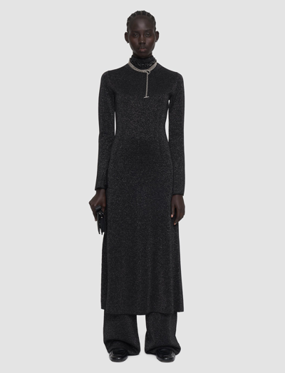 Shop Joseph Double Face Lurex Merino Dress In Black