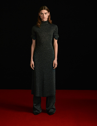 Joseph Double Face Lurex Merino Dress In Black