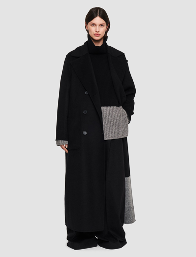 Joseph Reversible Double Face Colour Block Merton Coat In Black/grey