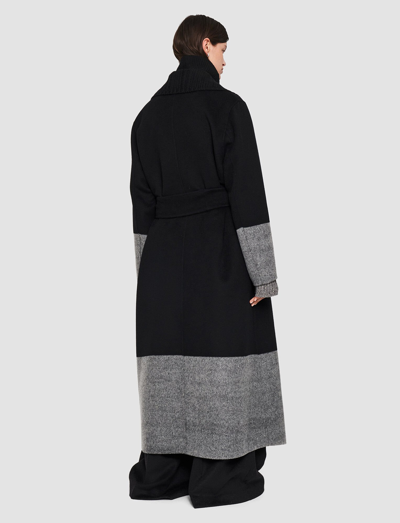 Joseph Reversible Double Face Colour Block Merton Coat In Black/grey