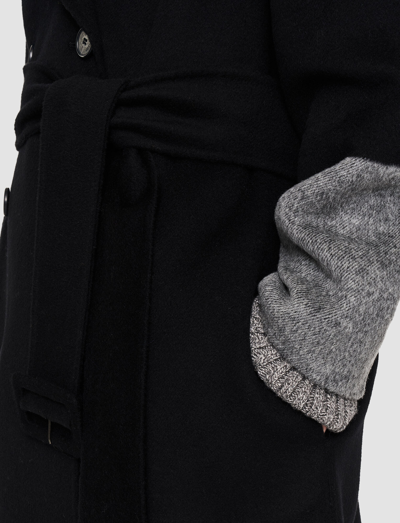 Joseph Reversible Double Face Colour Block Merton Coat In Black/grey