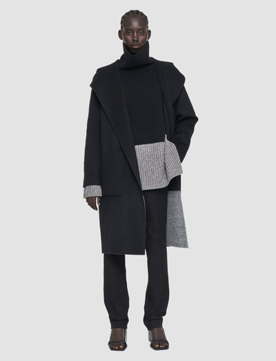 Shop Joseph Reversible Double Face Colour Block Aga Coat In Black/grey