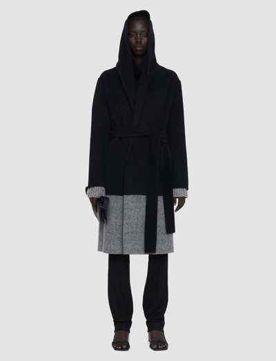 Shop Joseph Reversible Double Face Colour Block Aga Coat In Black/grey