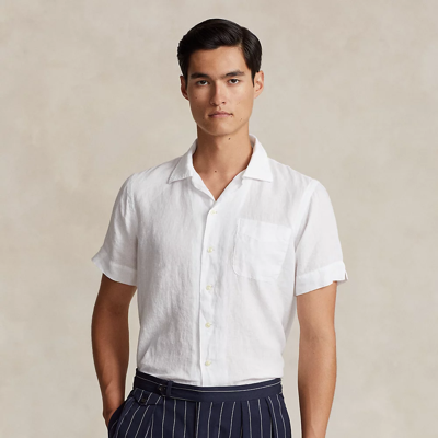 Shop Ralph Lauren Classic Fit Linen Camp Shirt In White