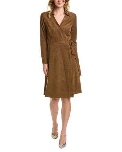 Brooks Brothers Faux Suede Herringbone Wrap Dress | Brown | Size Xs In Brown