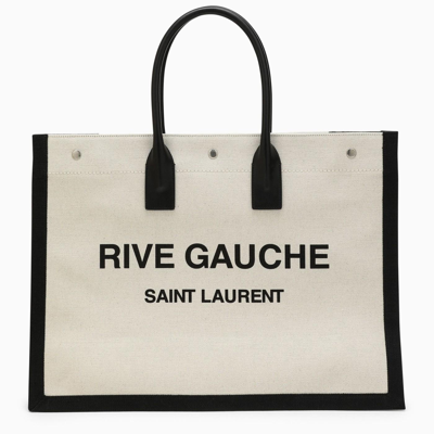 Shop Saint Laurent Rive Gauche Greggio\/black Tote Bag In Nero