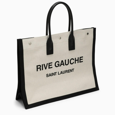 Shop Saint Laurent Rive Gauche Greggio\/black Tote Bag In Nero