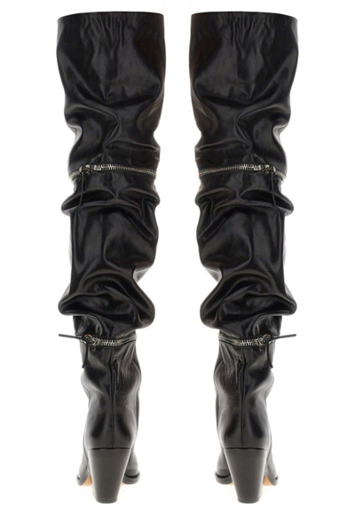 Shop Isabel Marant Lelodie Thigh-high Pointed-toe Boots In Nero