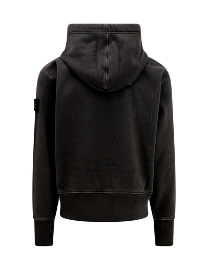 Shop Stone Island Compass-patch Drawstring Hoodie In Nero