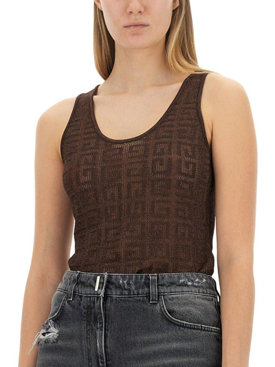 Shop Givenchy 4g Jacquard Knitted Tank Top In Marrone