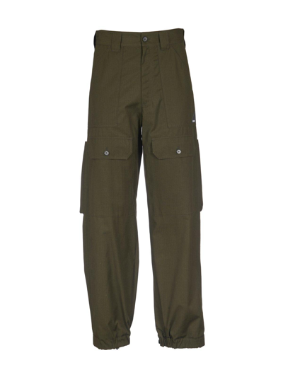 Shop Msgm Cargo Tapered Trousers In Olive