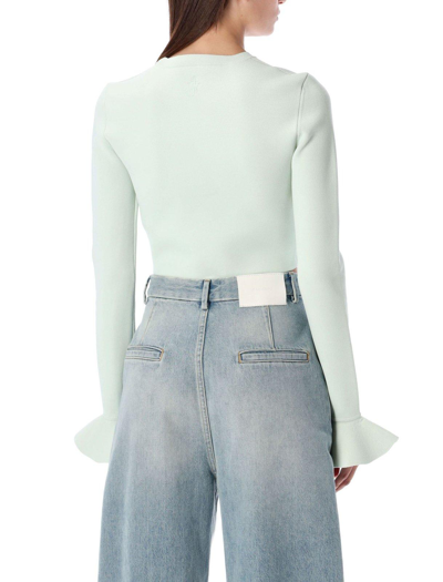 Shop Jw Anderson Ruffle Detailed Ribbed Cropped Top