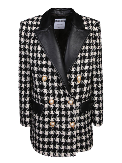 Shop Moschino Houndstooth-pattern Straight Hem Jacket