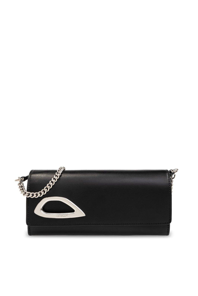 Shop Off-white Clam Foldover Top Clutch Bag