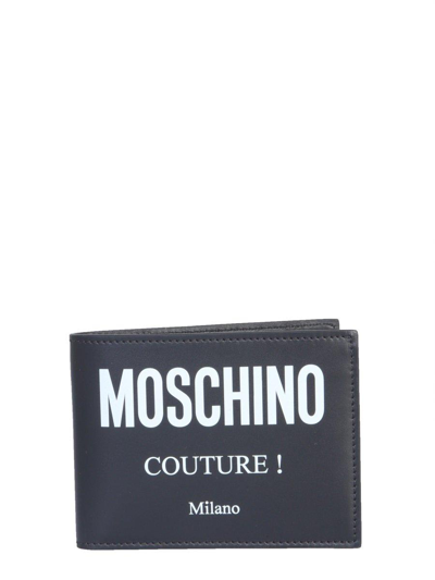 Shop Moschino Couture Logo Printed Bifold Wallet In Nero