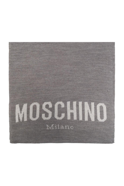 Shop Moschino Logo Intarsia-knit Scarf