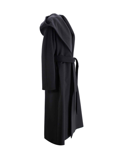 Shop Max Mara Belted Long-sleeved Coat In Black