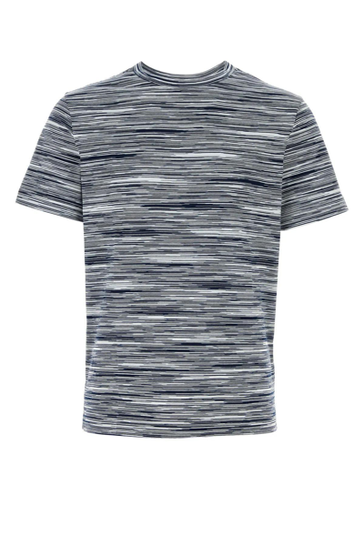 Shop Missoni Embroidered Cotton T-shirt In Blue/white