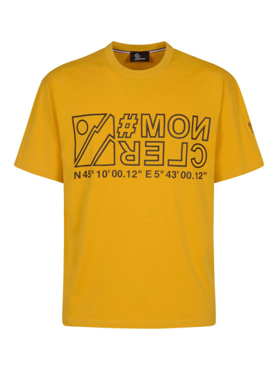 Shop Moncler Logo Printed Crewneck T-shirt In Yellow