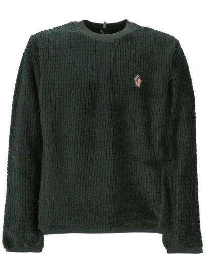 Shop Moncler Logo Patch Knitted Jumper In Green