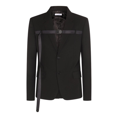 Shop Off-white Single-breasted Long-sleeved Blazer In Black