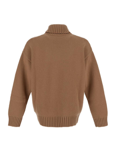 Shop Dolce & Gabbana Turtleneck Knitted Jumper In Make Up Scuro